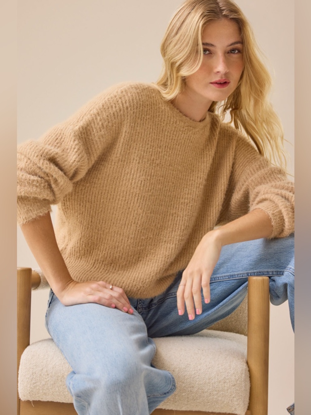 Altar'd State Women’s Icy Blue Amiah Twist Back Sweater, Size Small - Picture 4 of 13